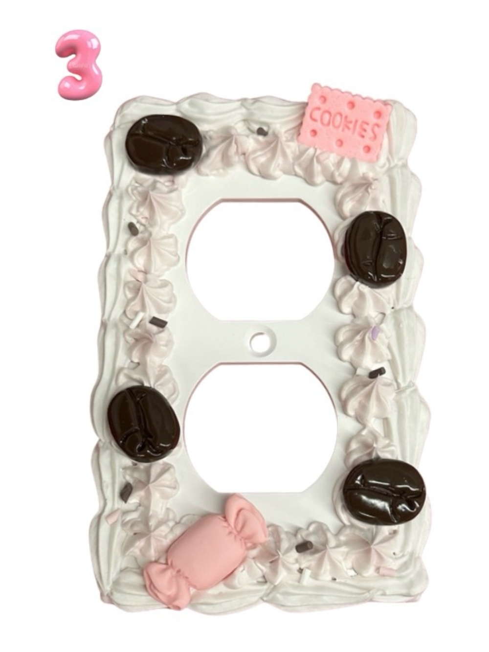 Decorative Pink Cookies & Cream Double Outlet Cover Plate